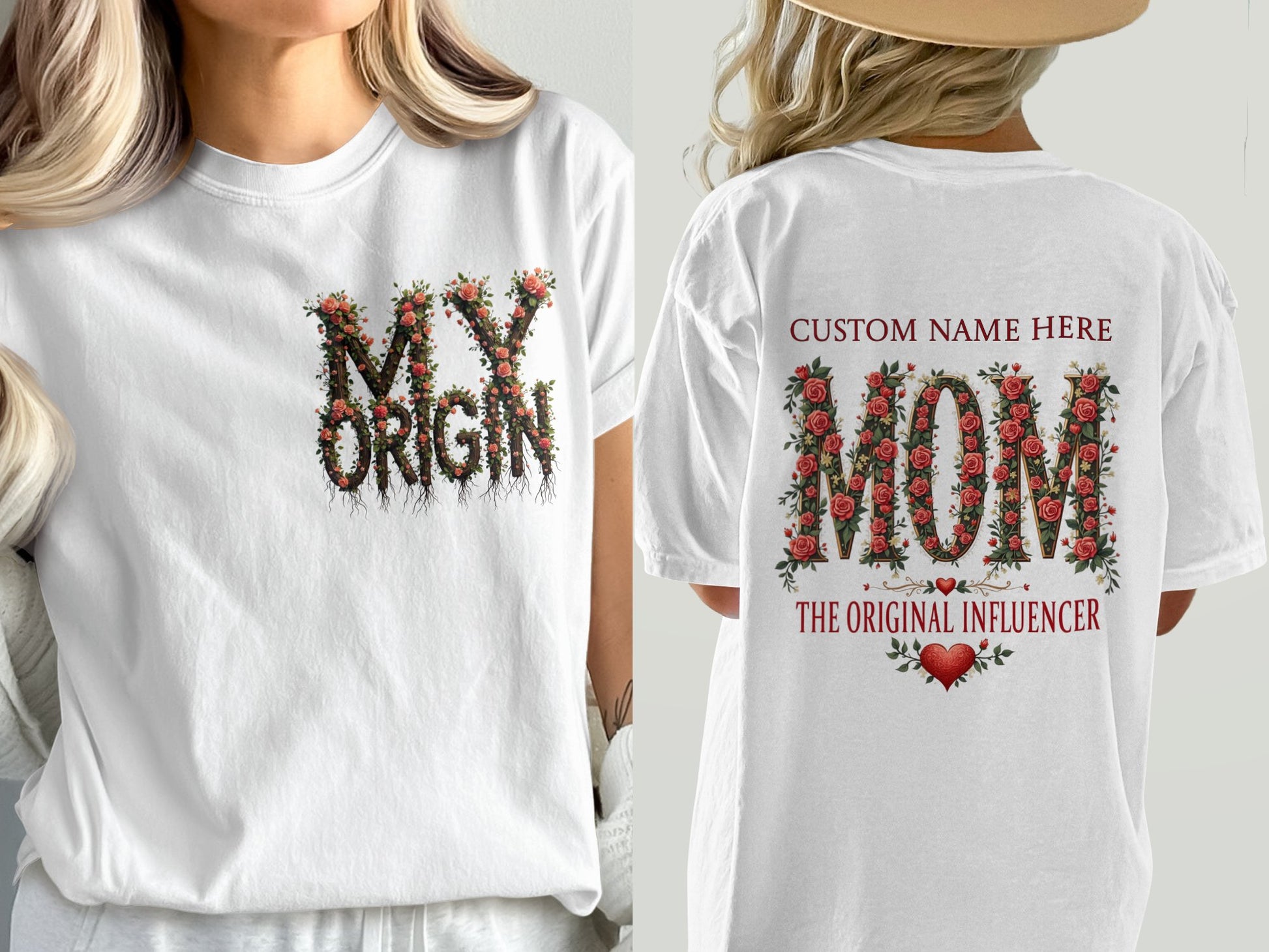 Custom Floral Design My Origin Mom T-Shirt Product