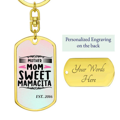 Custom Personalized Gift For Mom, Dog Tag with Swivel Keychain USA Made