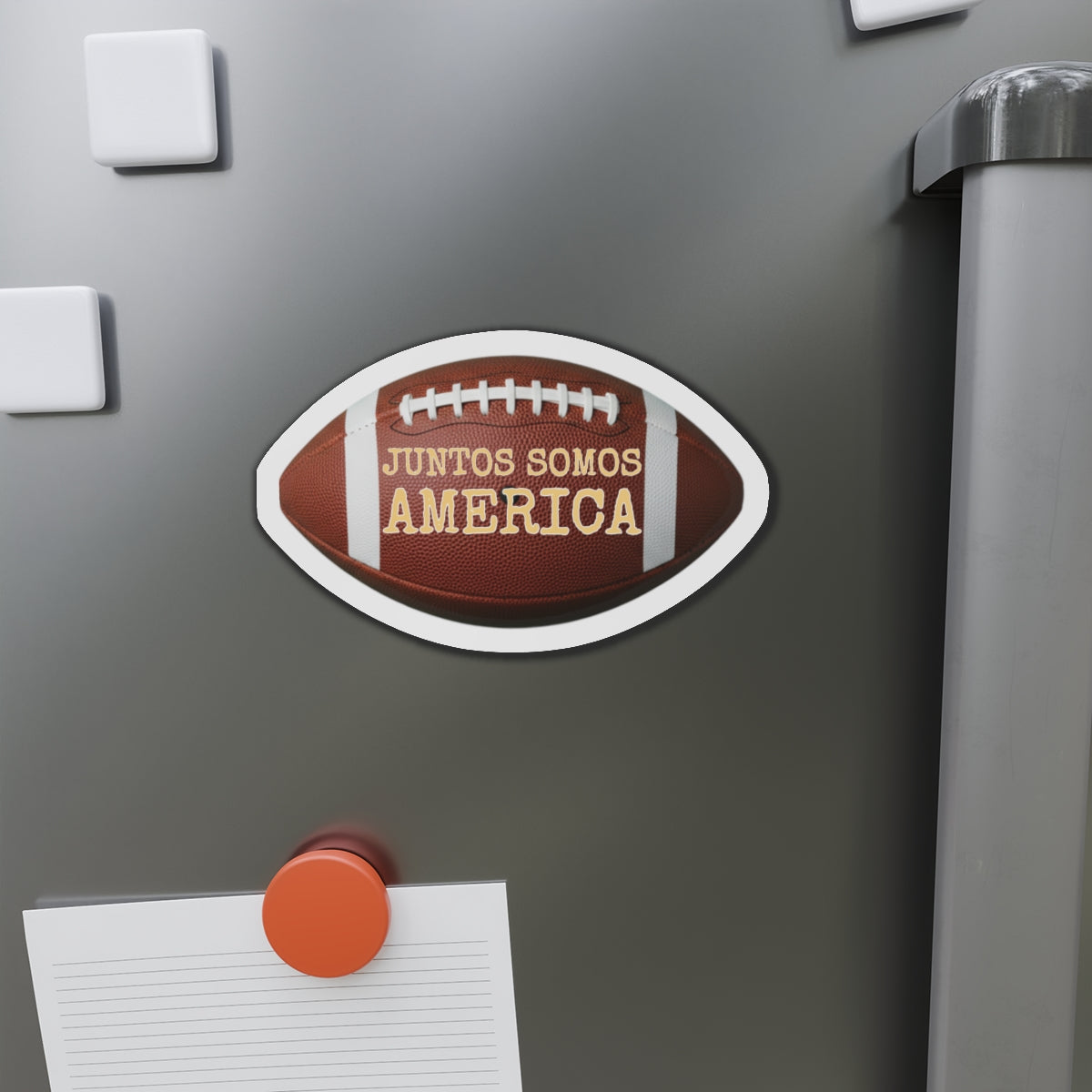 Juntos Somos America Football Shaped Sticker Product