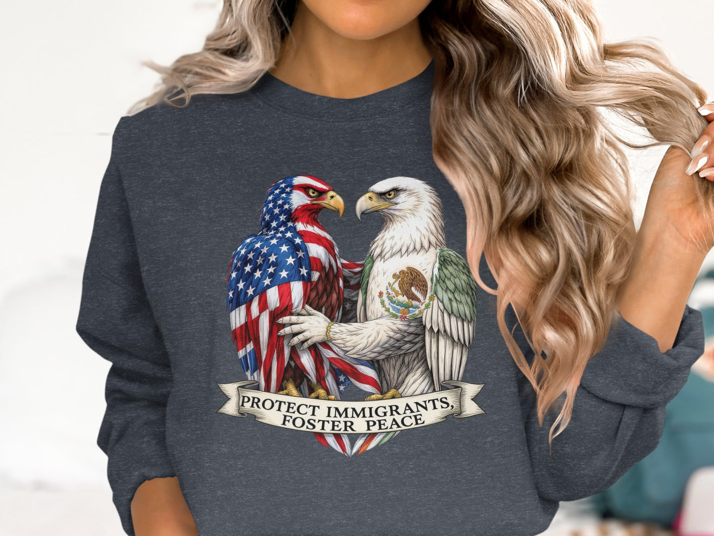 Patriotic Eagles Foster Peace Graphic Sweatshirt product