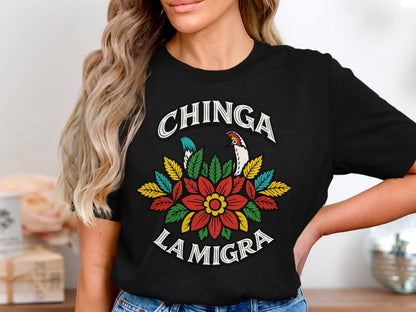 Chinga La Migra Floral Design Graphic Tees product