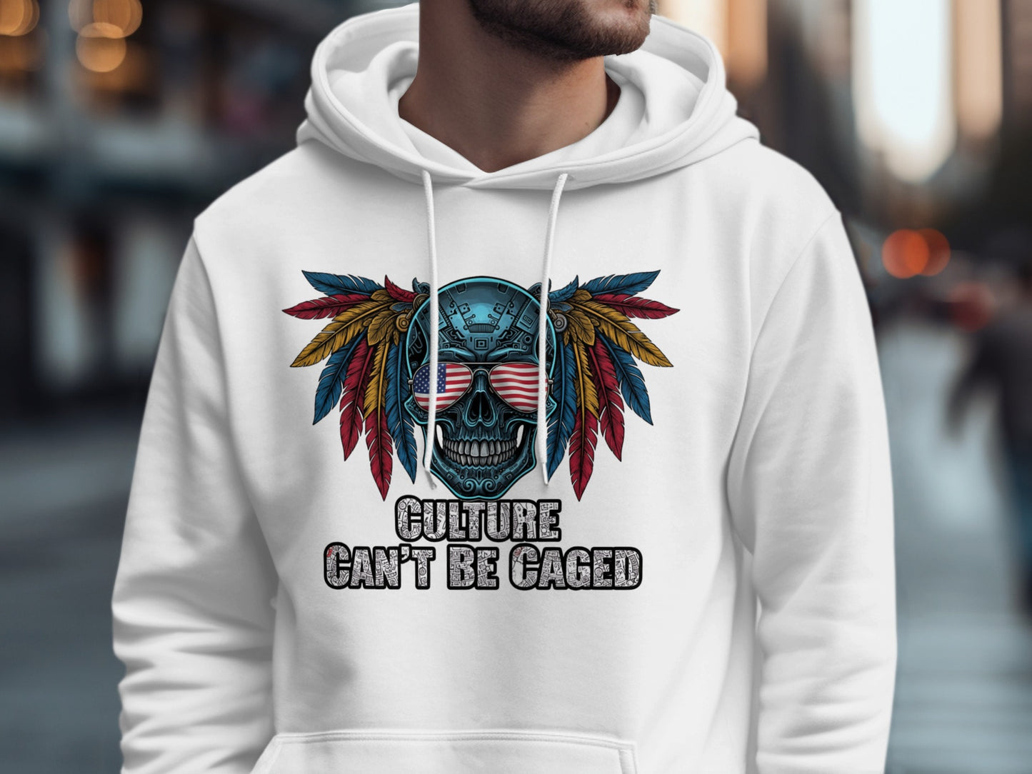Culture Can't Be Caged Skull Feather Hoodie