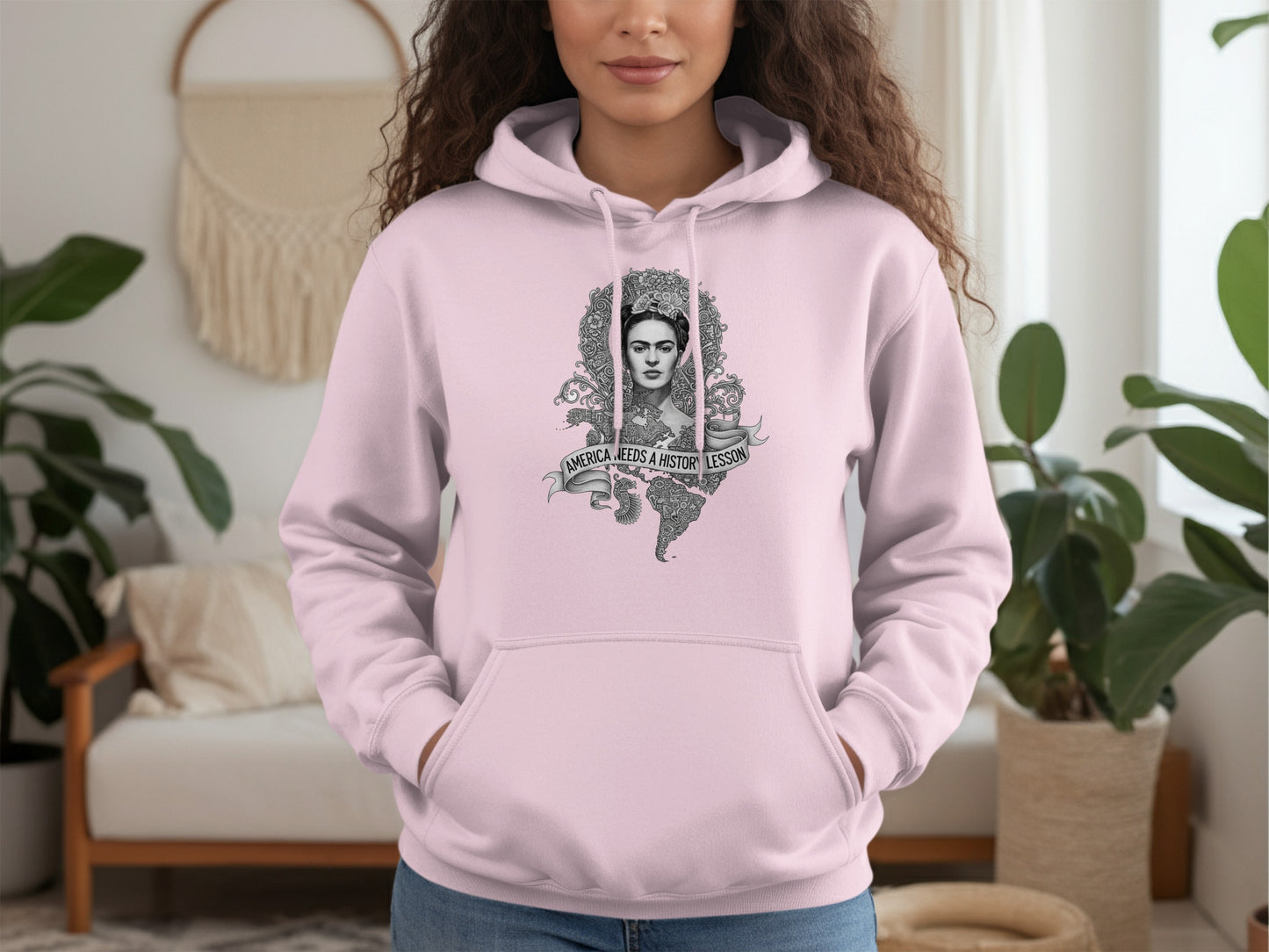 Frida Kahlo America Needs History Lesson Black Background Hoodies