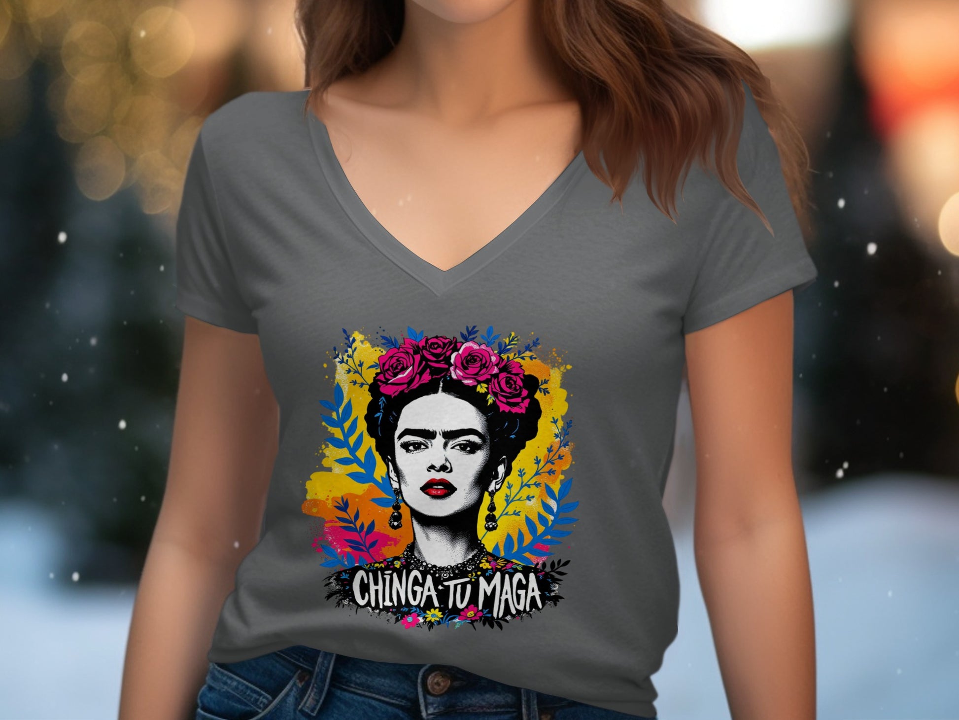 Chinga Tu Maga V Neck Artistic Graphic Shirt product type