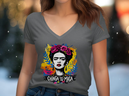 Chinga Tu Maga V Neck Artistic Graphic Shirt product type