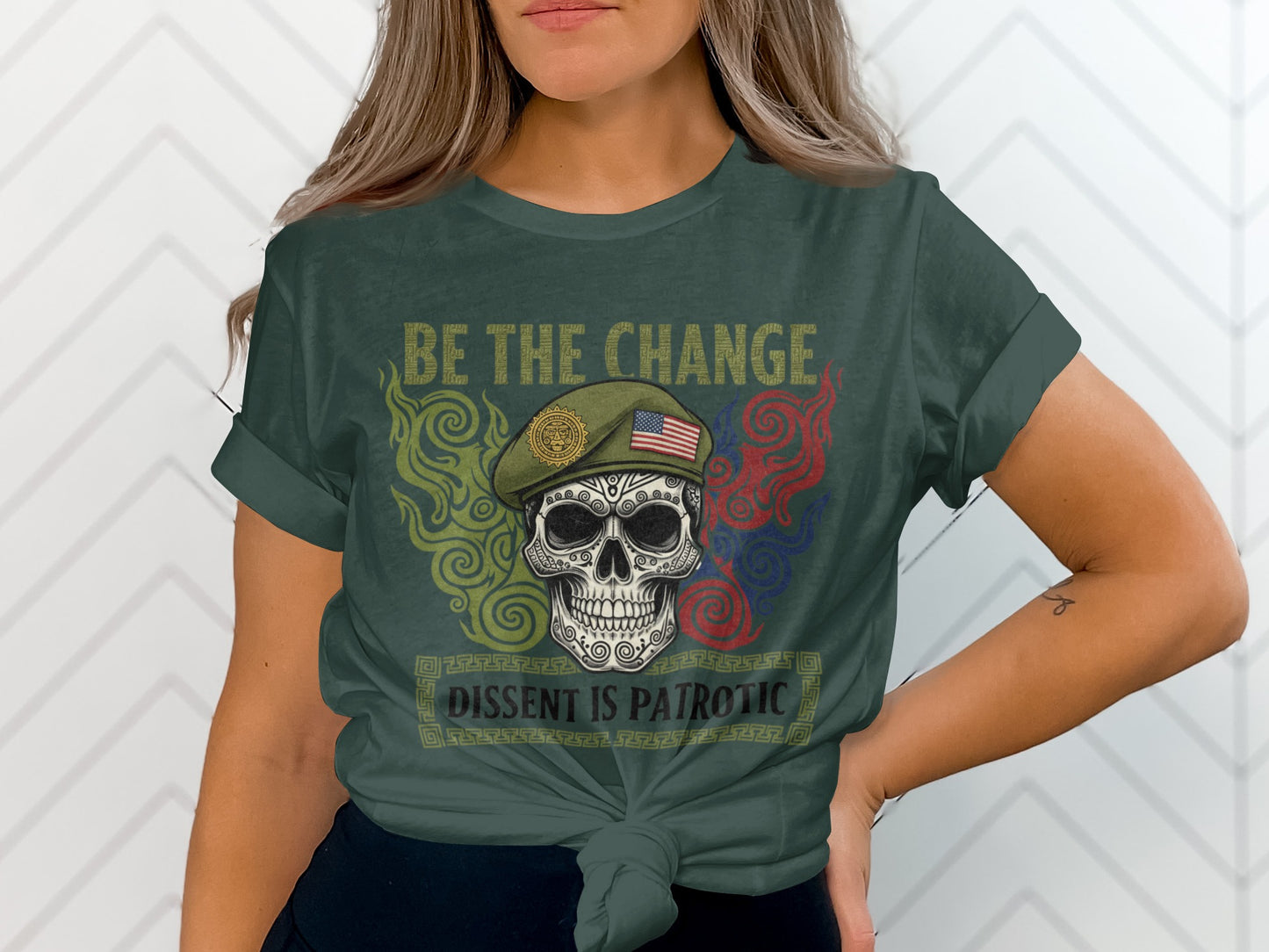 Be The Change Dissent Is Patriotic Skull Shirt