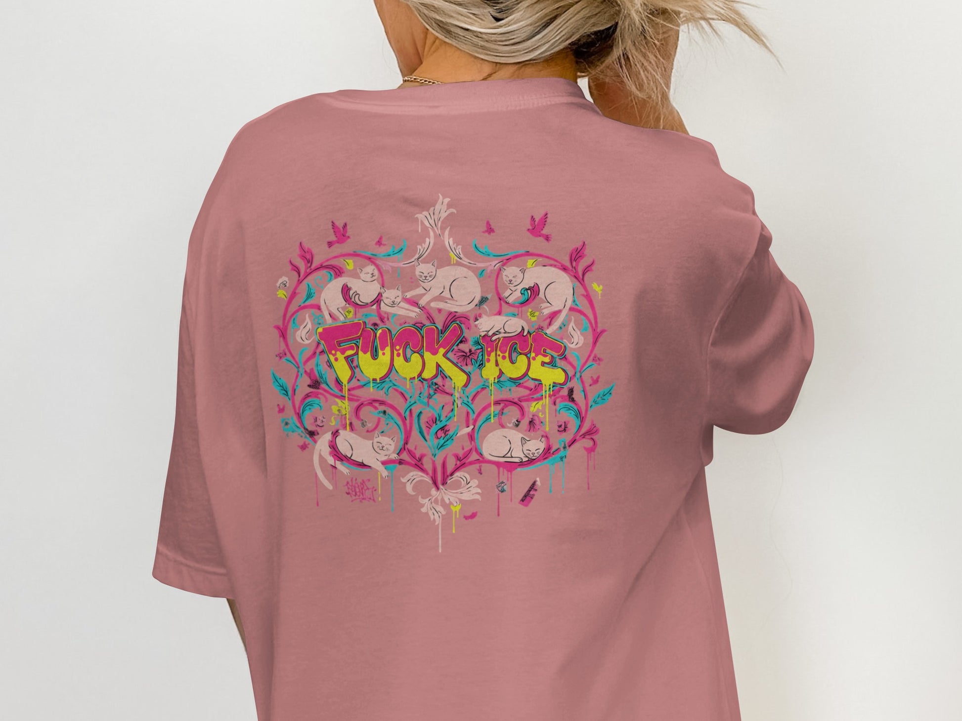 Colorful graffiti sloth graphic relaxed fit shirt
