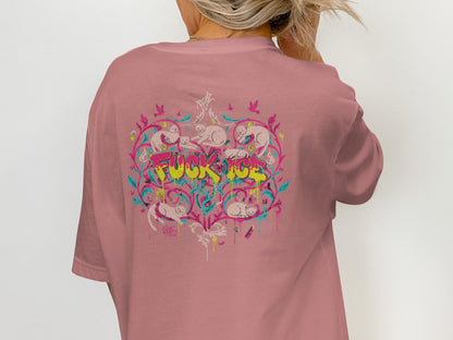 Colorful graffiti sloth graphic relaxed fit shirt