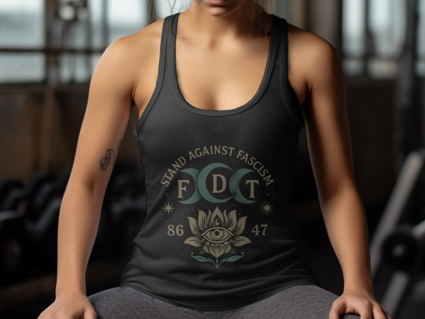 Stand Against Fascism 86 47 Lotus Design Tank Top