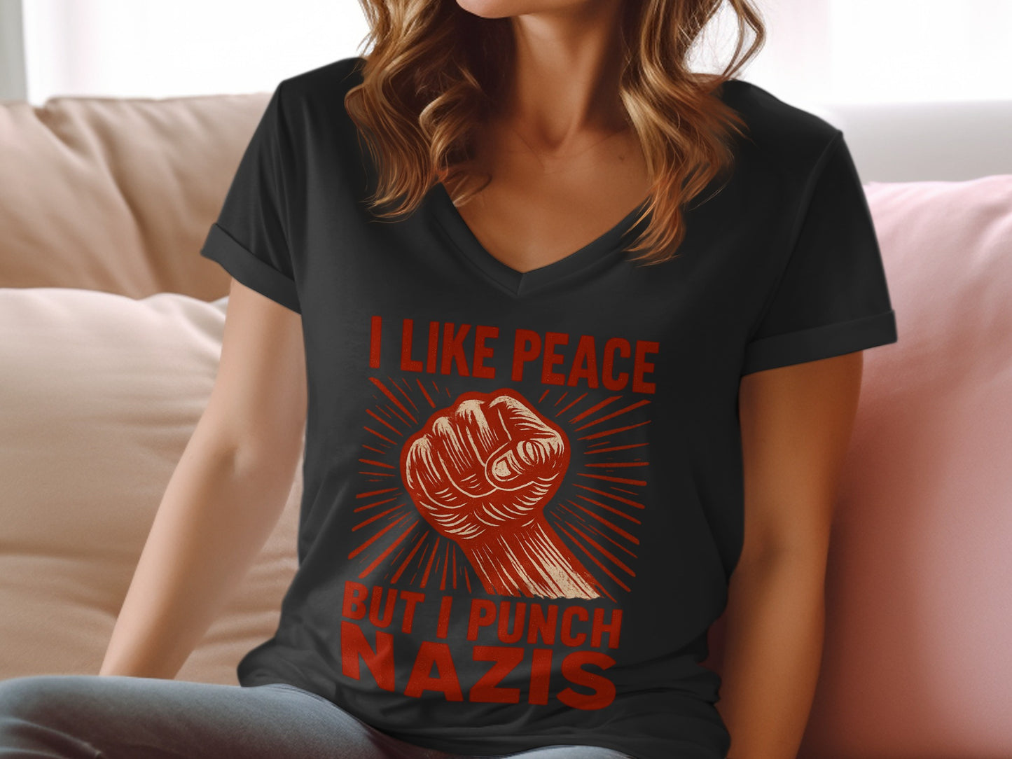 I Like Peace But I Punch Nazis T-shirt