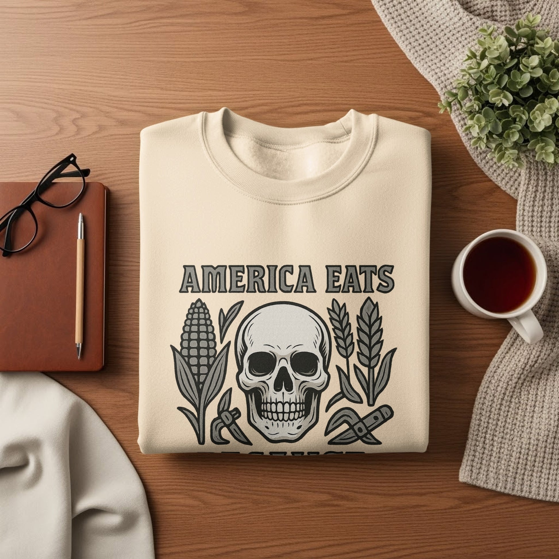 America Eats Skull and Plants Graphic Sweatshirt