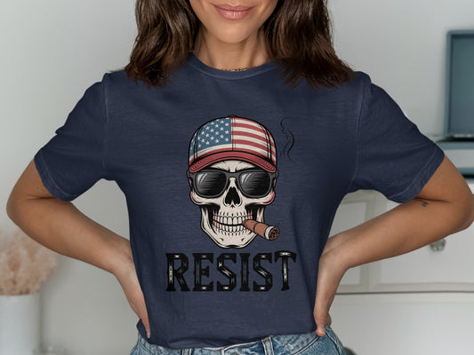 Skull with USA Flag Cap Resist T-shirt product type