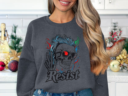 Resist Skull Peace Sign Graphic Sweatshirt product