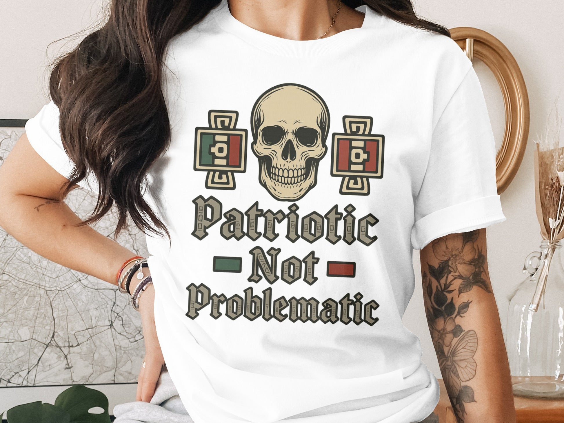Patriotic Not Problematic Skull Graphic T-Shirt