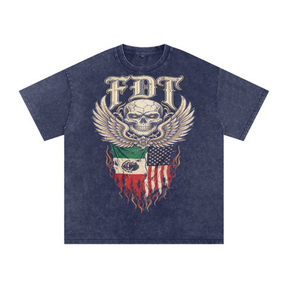 FDT Anti trump vintage style tee, great quality |Snow Washed Oversized Cotton T-Shirt