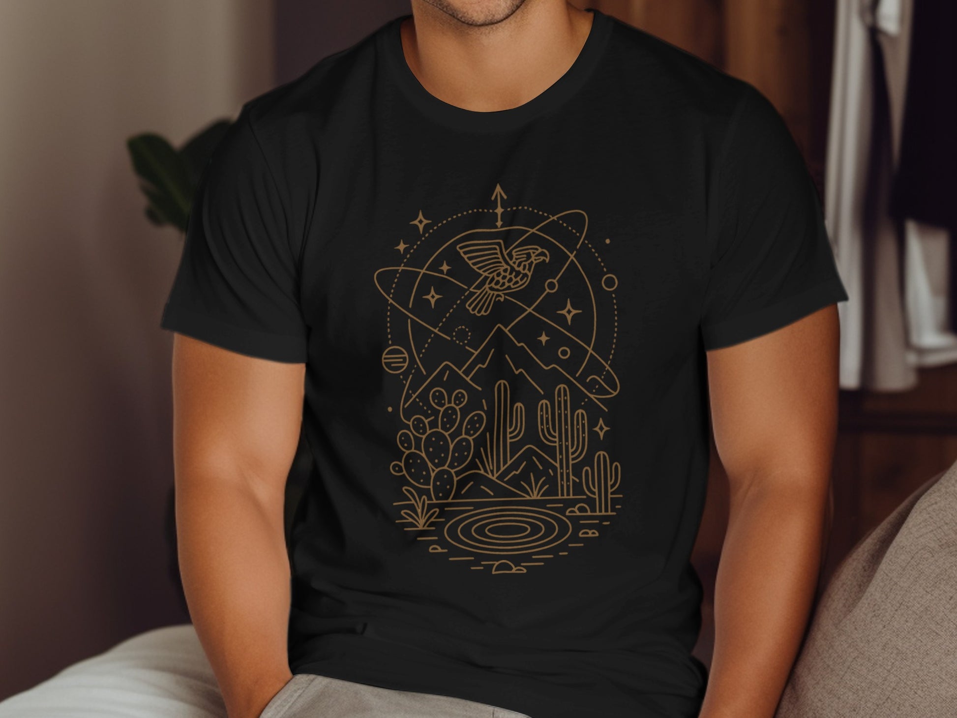 Cosmic Mountain Cactus and Eagle Graphic Tee product