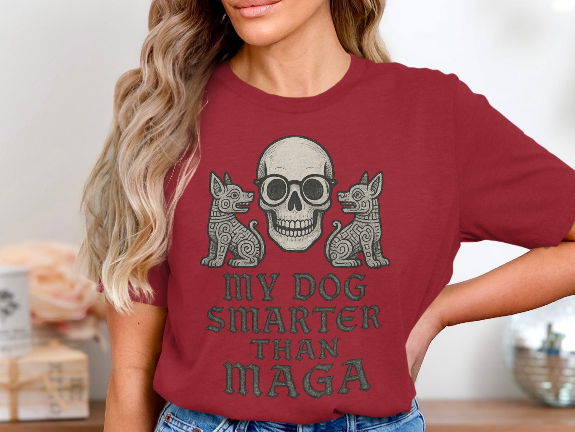 Funny Dog Smarter Than MAGA Skull Graphic T-Shirt