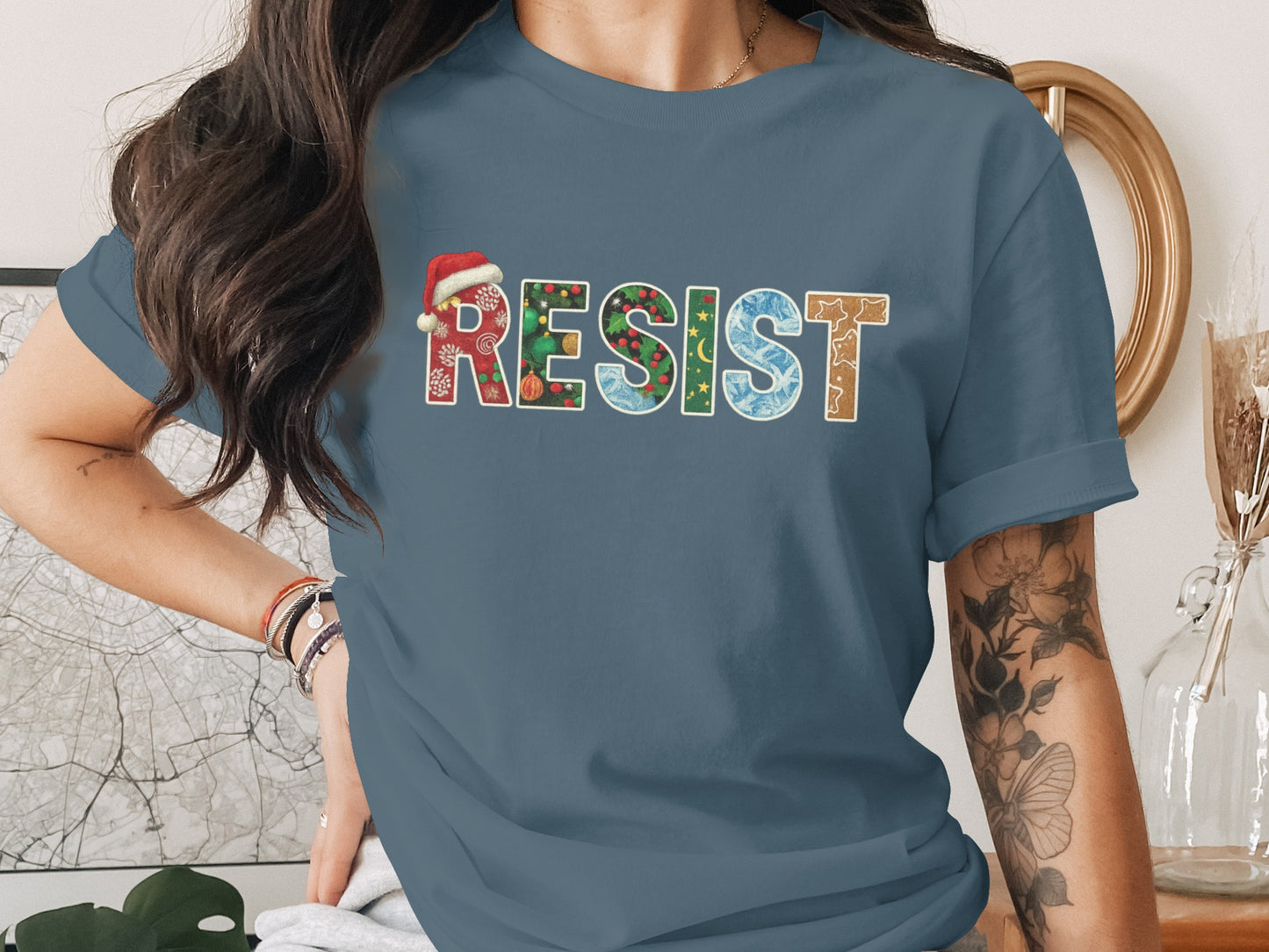Holiday Themed Resist T-Shirt for Festive Wear