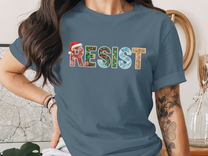 Holiday Themed Resist T-Shirt for Festive Wear