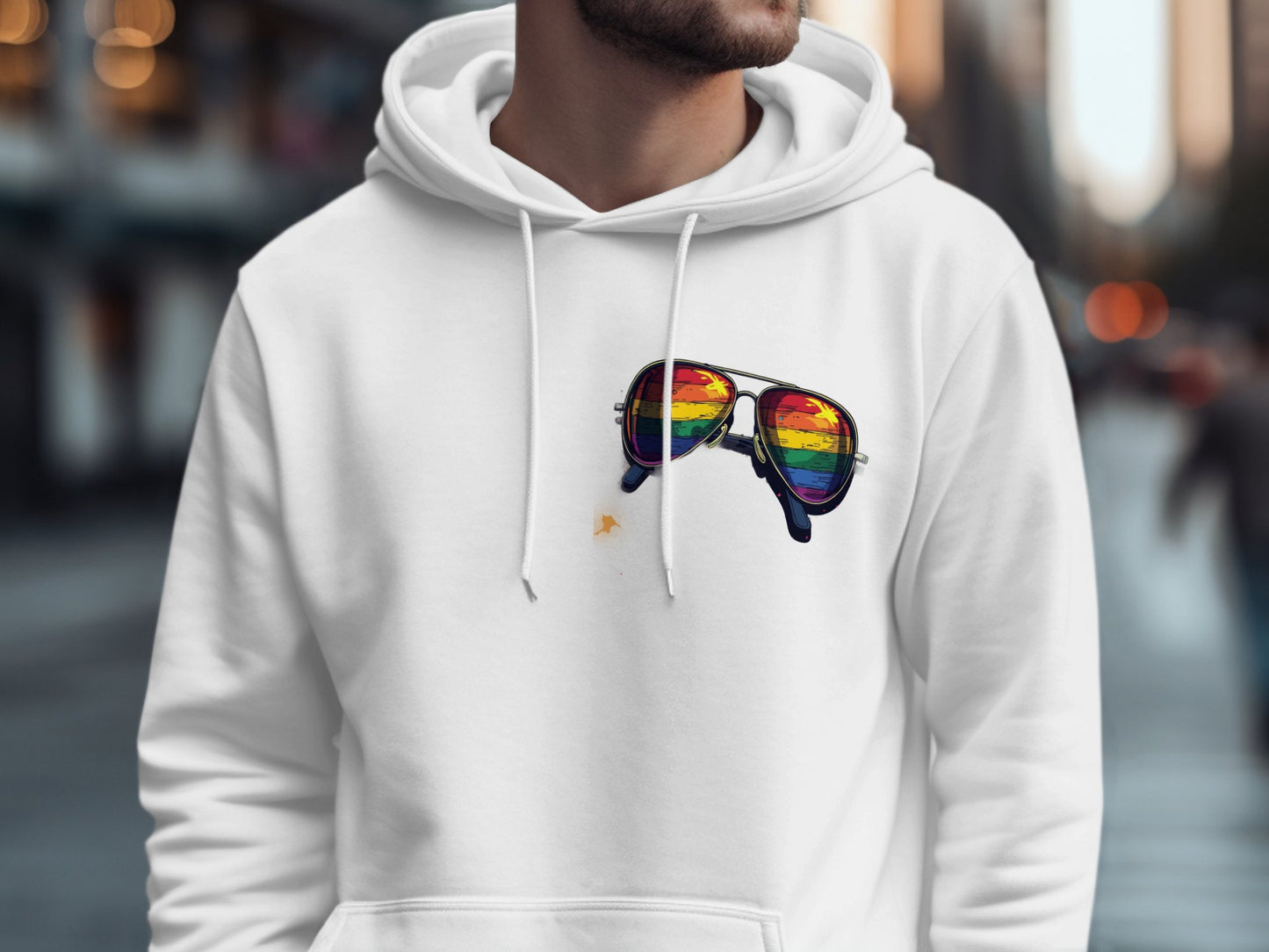 Stylish Hoodie with Rainbow Sunglasses Design product type