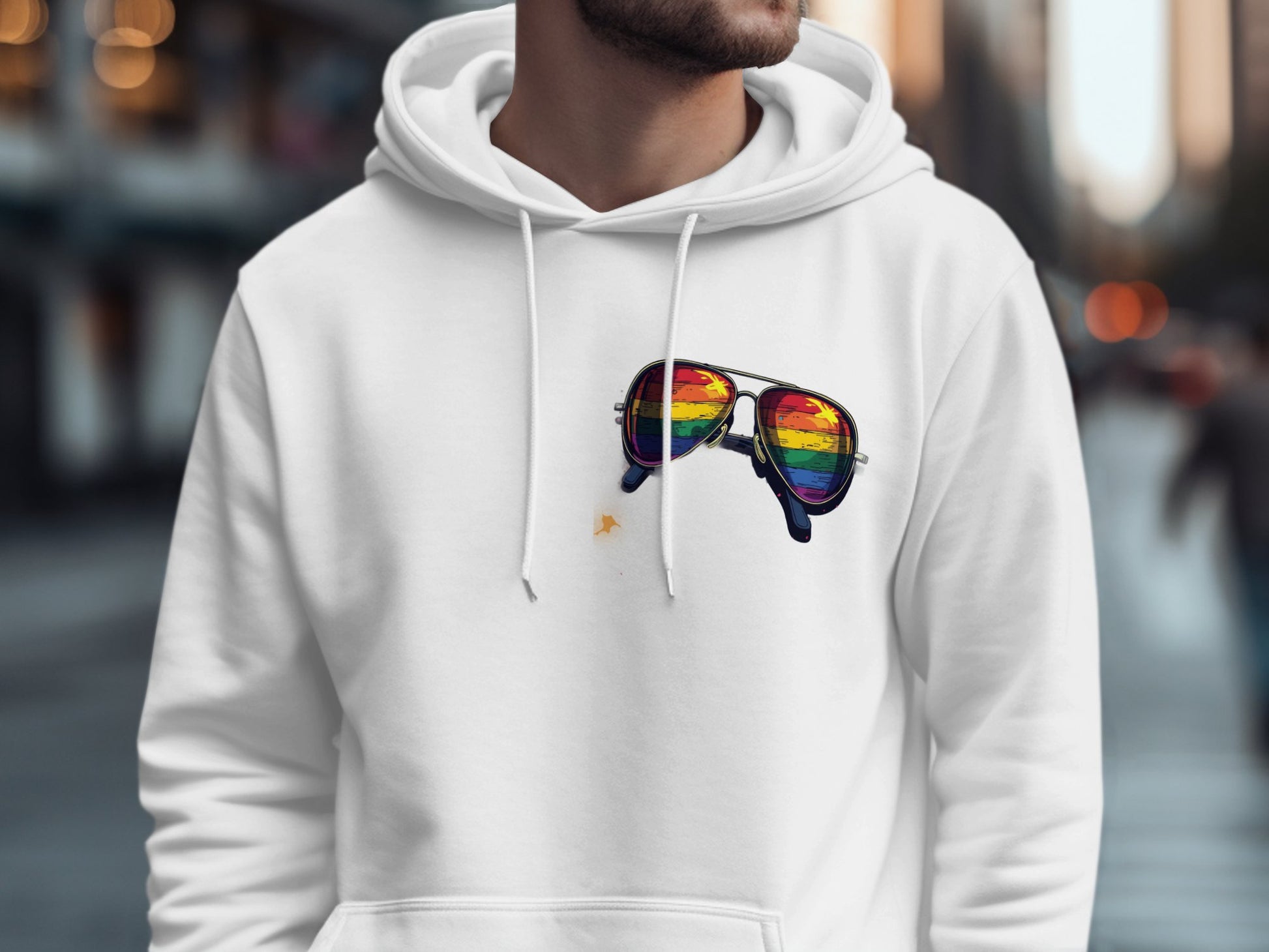 Stylish Hoodie with Rainbow Sunglasses Design product type