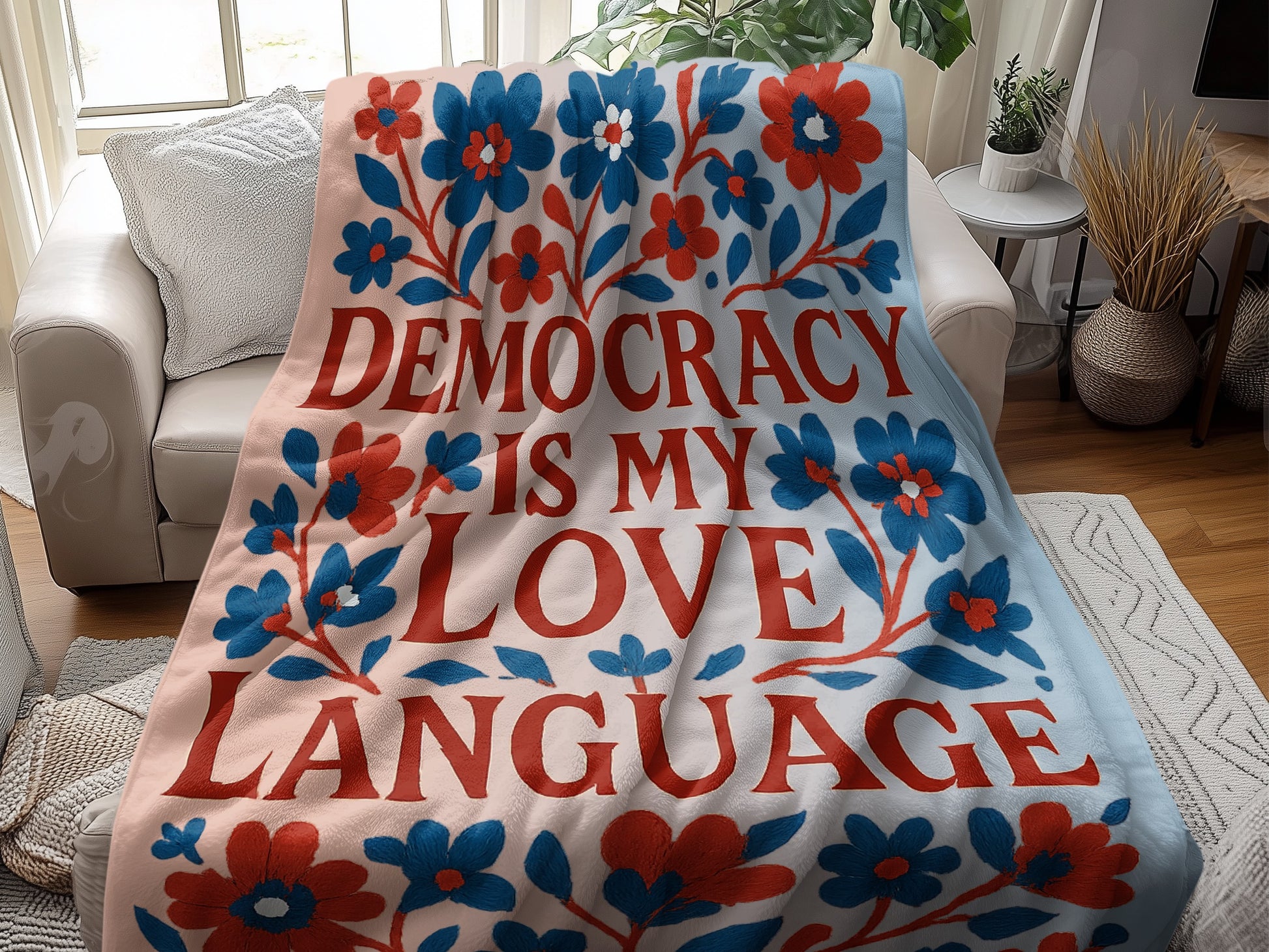 Democracy is My Love Language cozy blanket product type