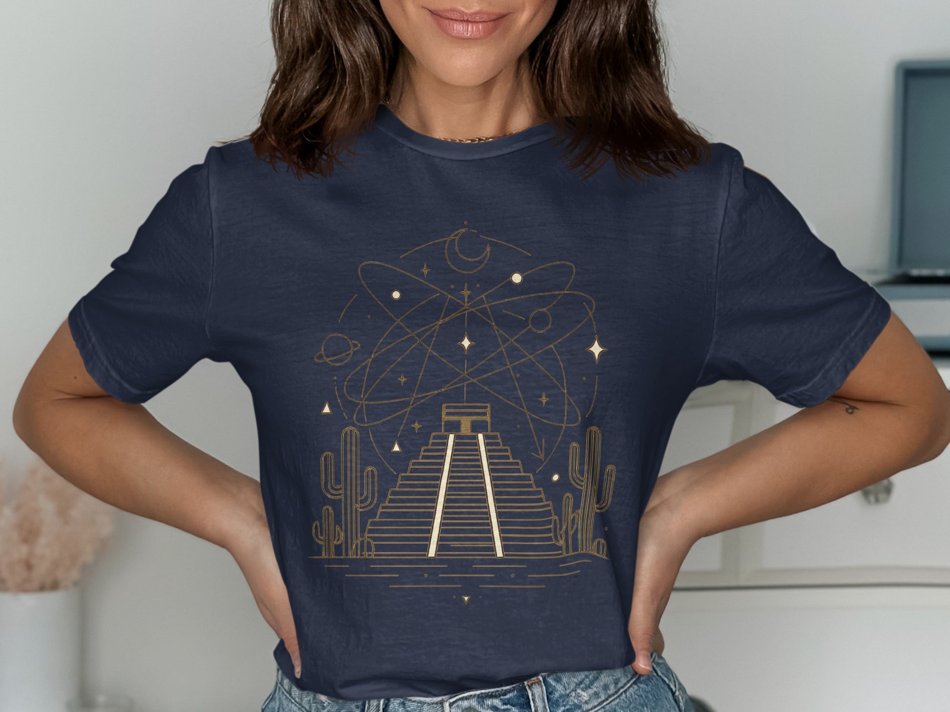 Ancient Astronomical Pyramid Navy T-Shirt product type