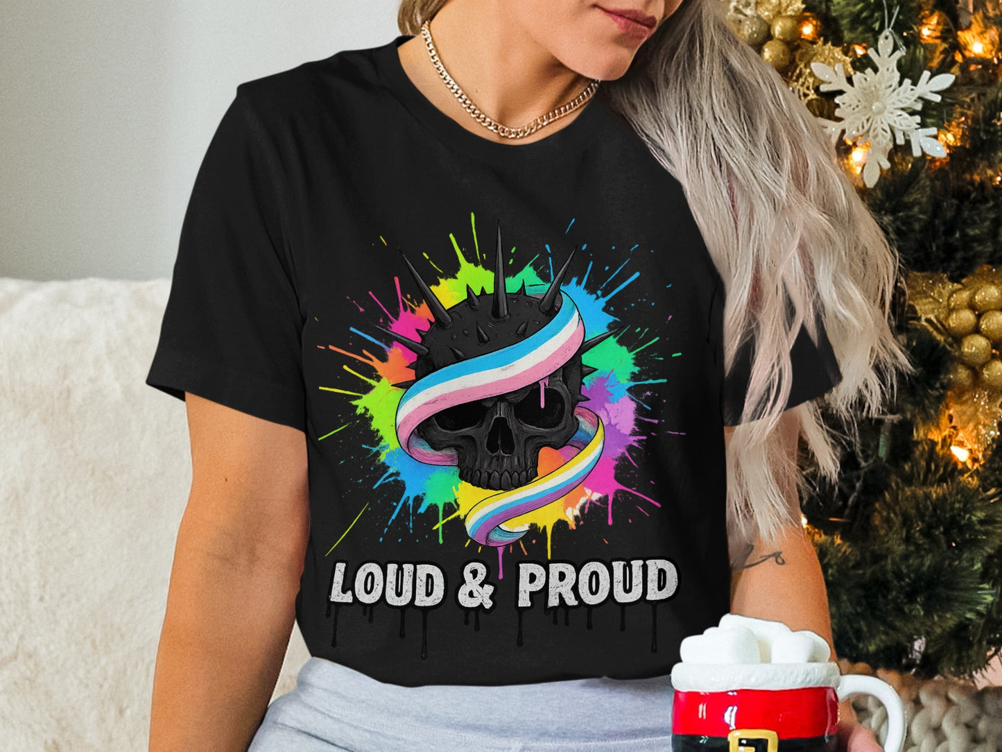 Loud & Proud Colorful Skull Graphic T-shirt