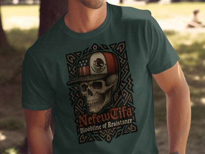 Skull in Hat Nephew Bloodline of Resistance T-Shirt