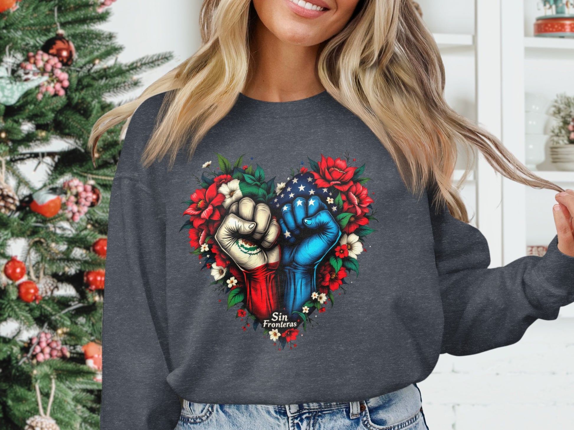 Patriotic Heart Hands Sweatshirt for Stylish Product Type