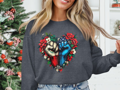 Patriotic Heart Hands Sweatshirt for Stylish Product Type