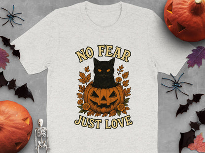 No Fear Just Love Black Cat Halloween T-Shirt product type
