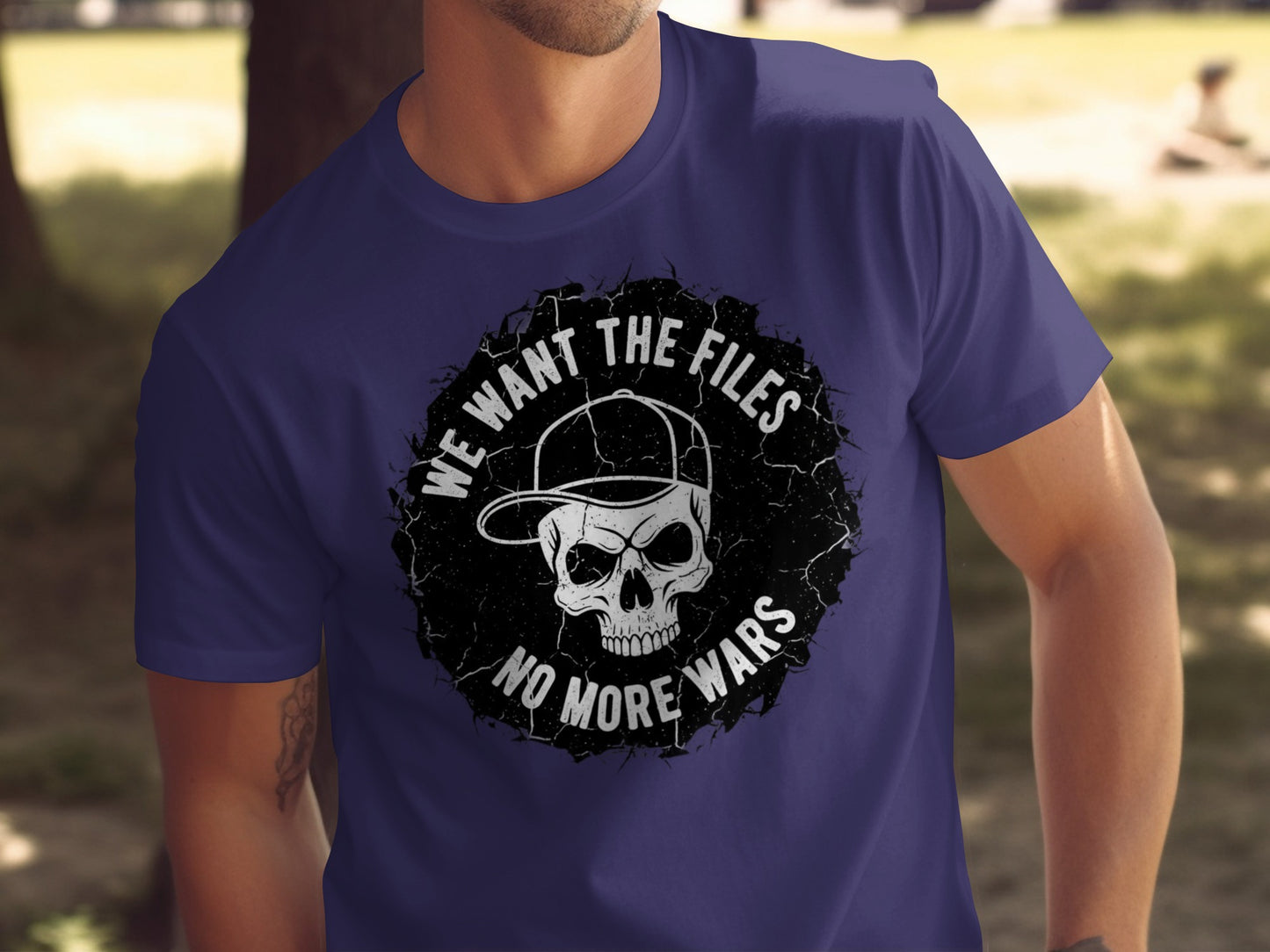 We Want The Files No More Wars Skull T-shirt