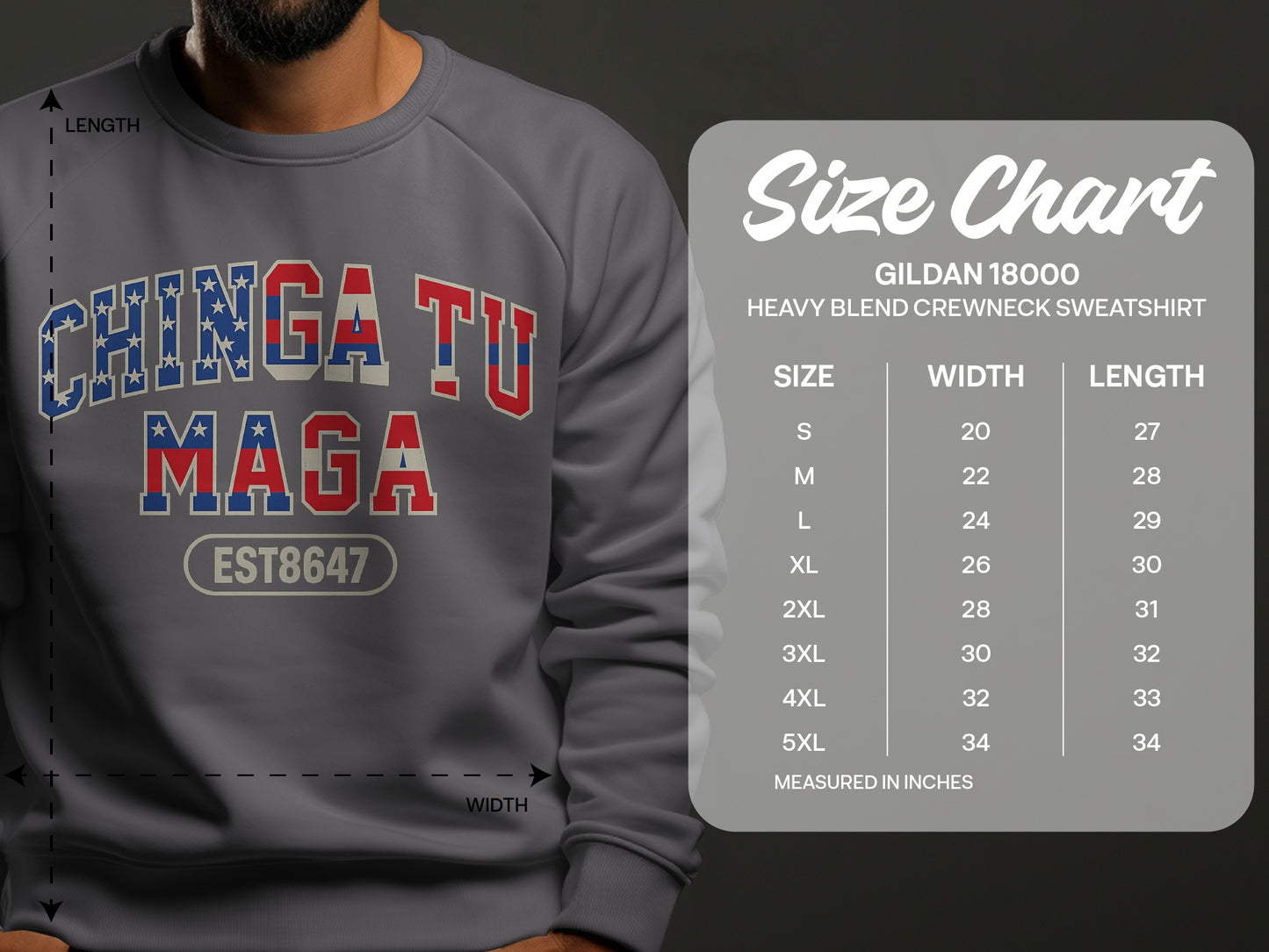 CHINGA TU MAGA EST 8647 Heavy Blend Crewneck Sweatshirt