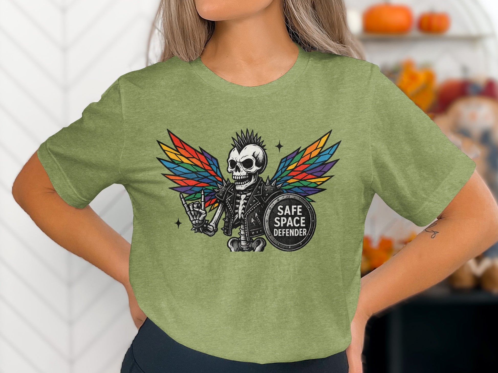 Safe Space Defender Punk Skeleton Graphic T-shirt product