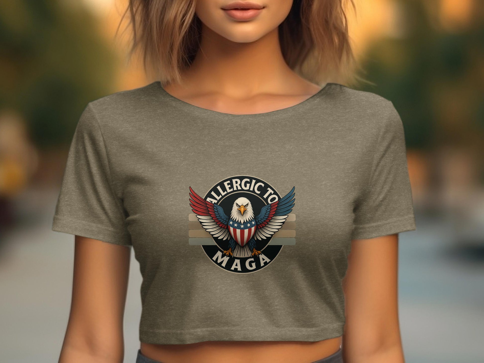 Allergic to MAGA Graphic Printed Crop Top product