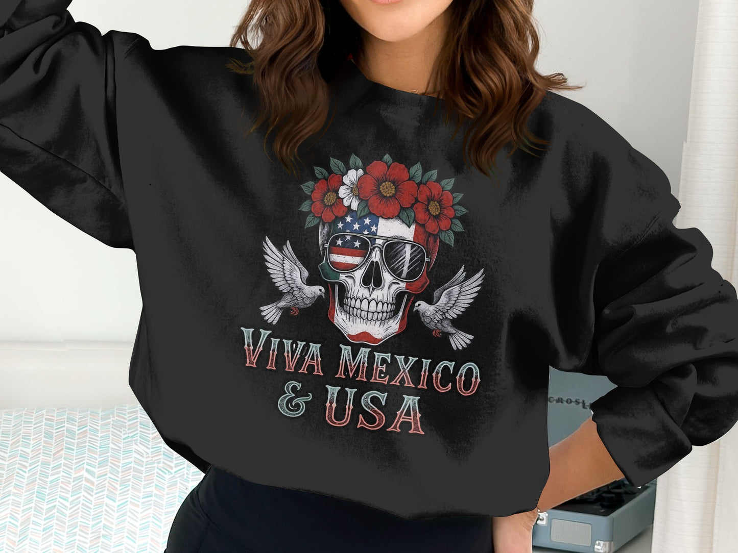 Viva Mexico & USA Skull Sweatshirt product type