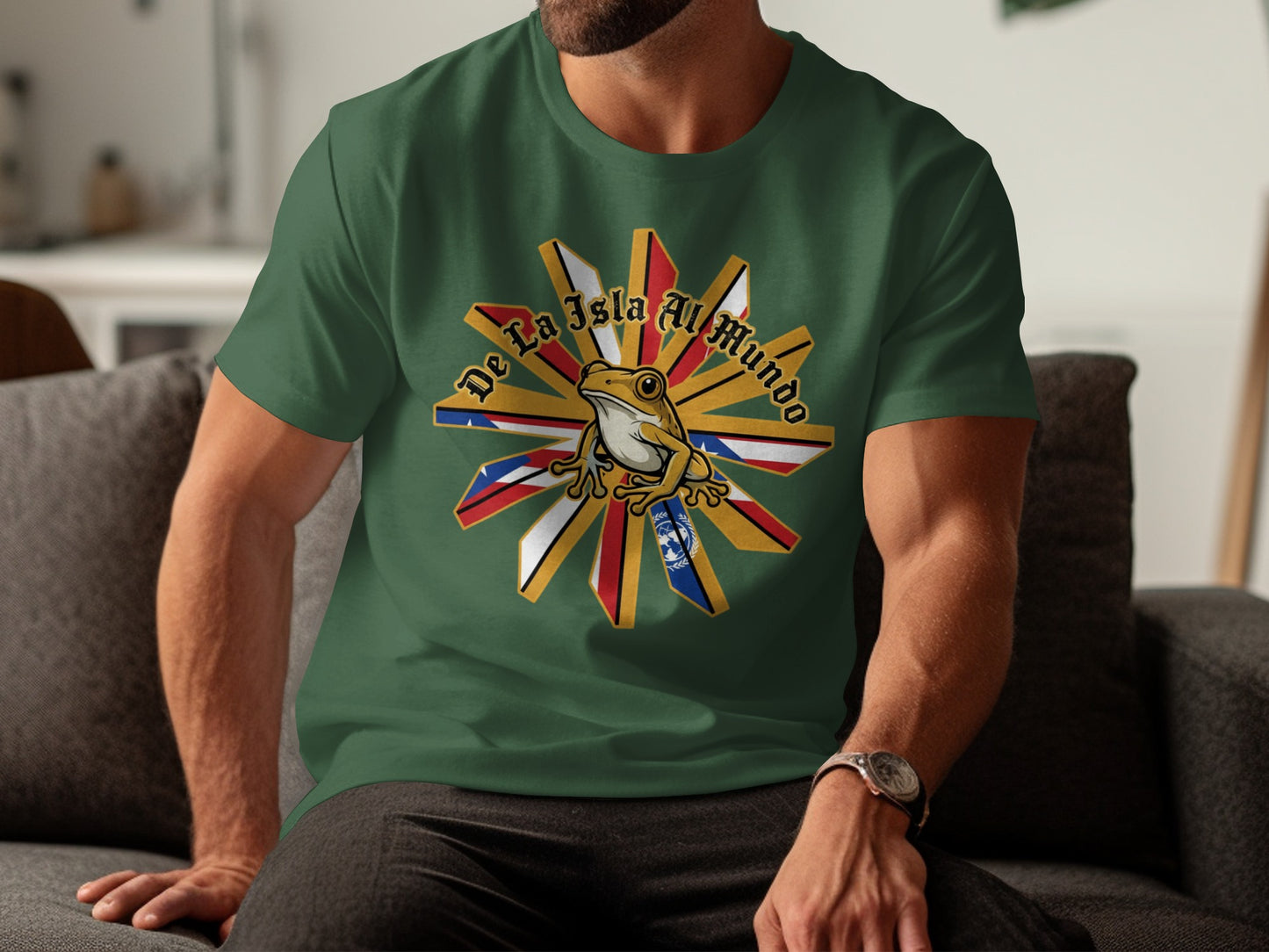 De La Isla Al Mundo Frog Flag Design T-shirt