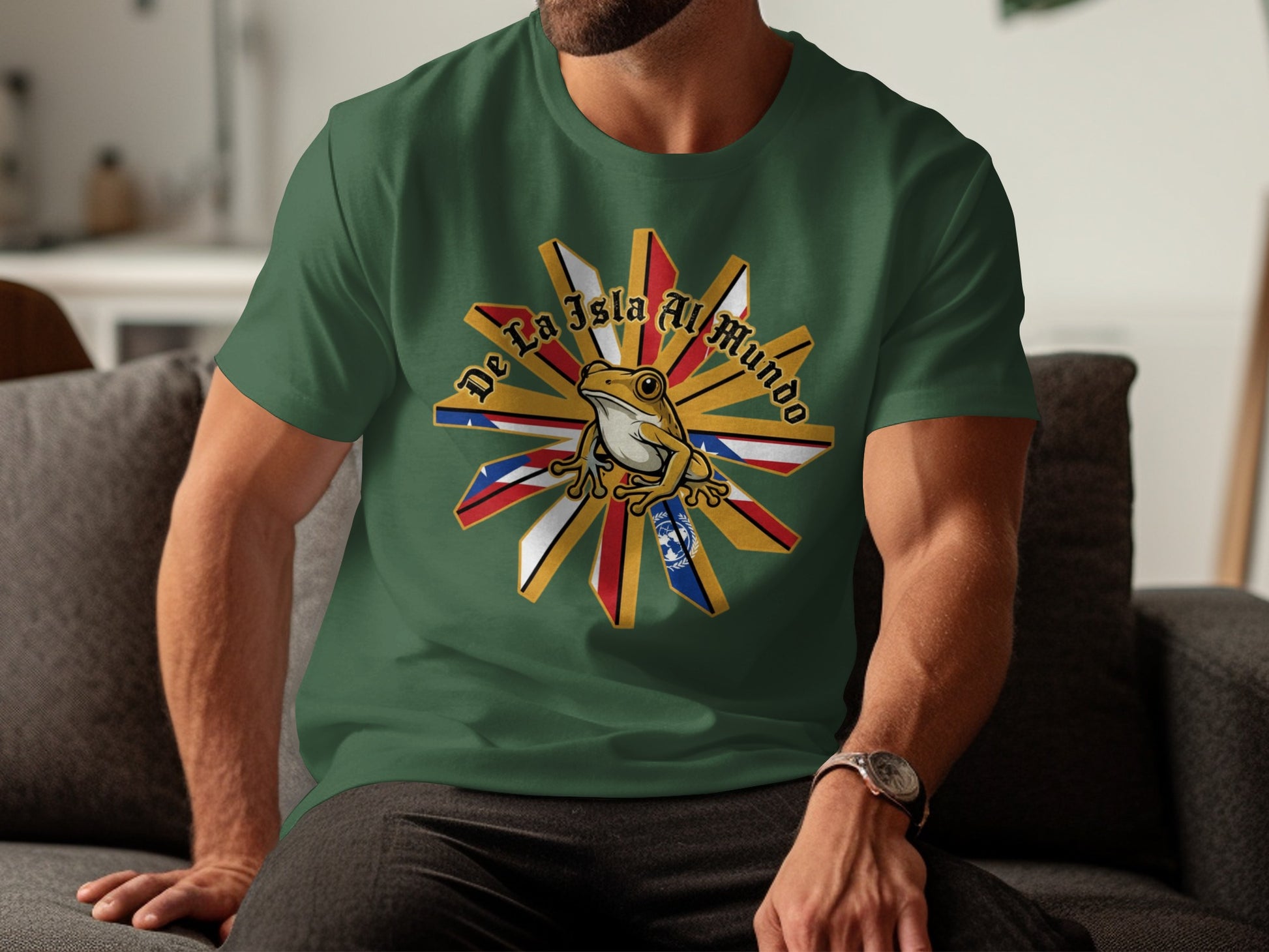 De La Isla Al Mundo Frog Flag Design T-shirt