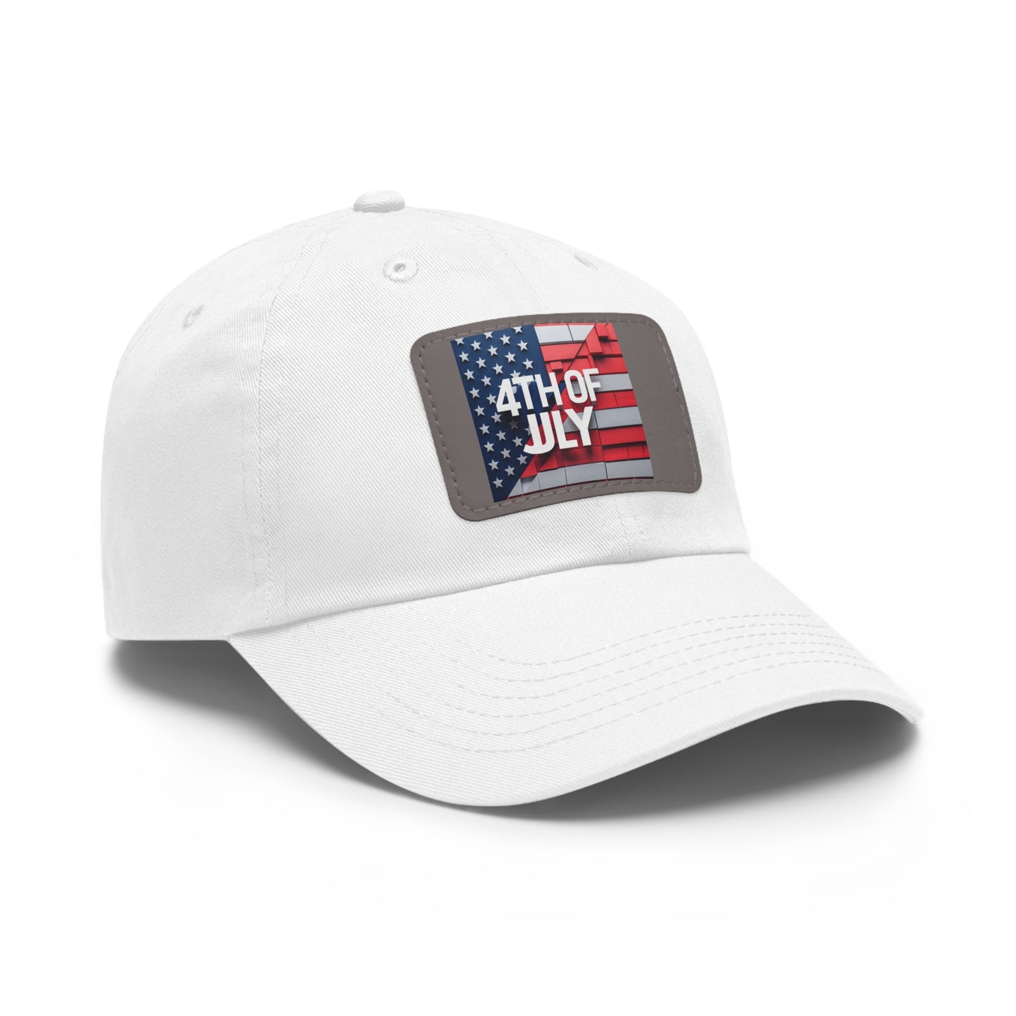 4th of July Dad Hat with Leather Patch - Patriotic Cap for Independence Day