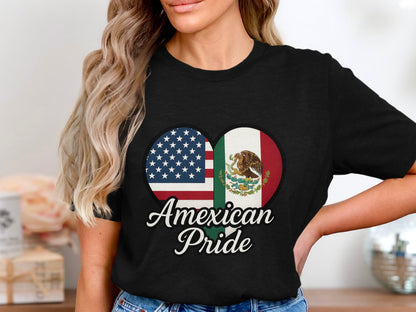 American Mexican Pride Heart Flag Design Shirt product