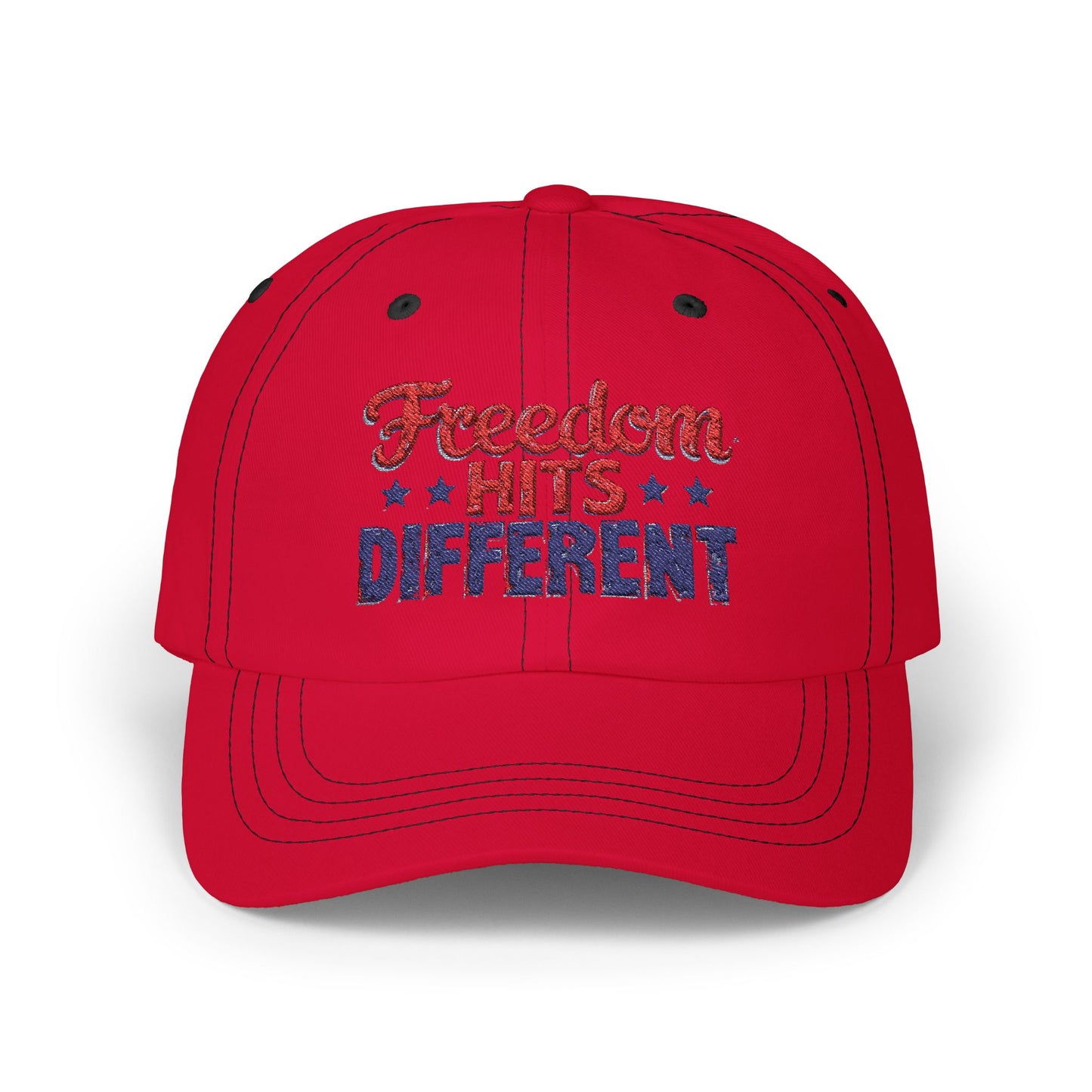 Freedom Hits Different Dad Cap - Classic White Adjustable Hat for Patriotic Fashion