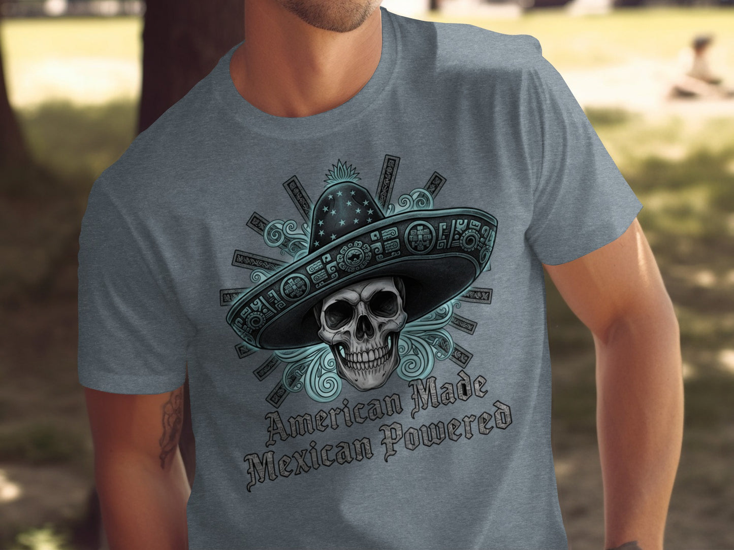 American Made Mexican Powered Skull Graphic Shirt