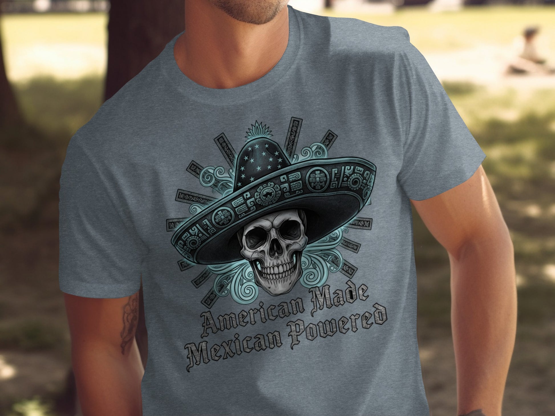 American Made Mexican Powered Skull Graphic Shirt
