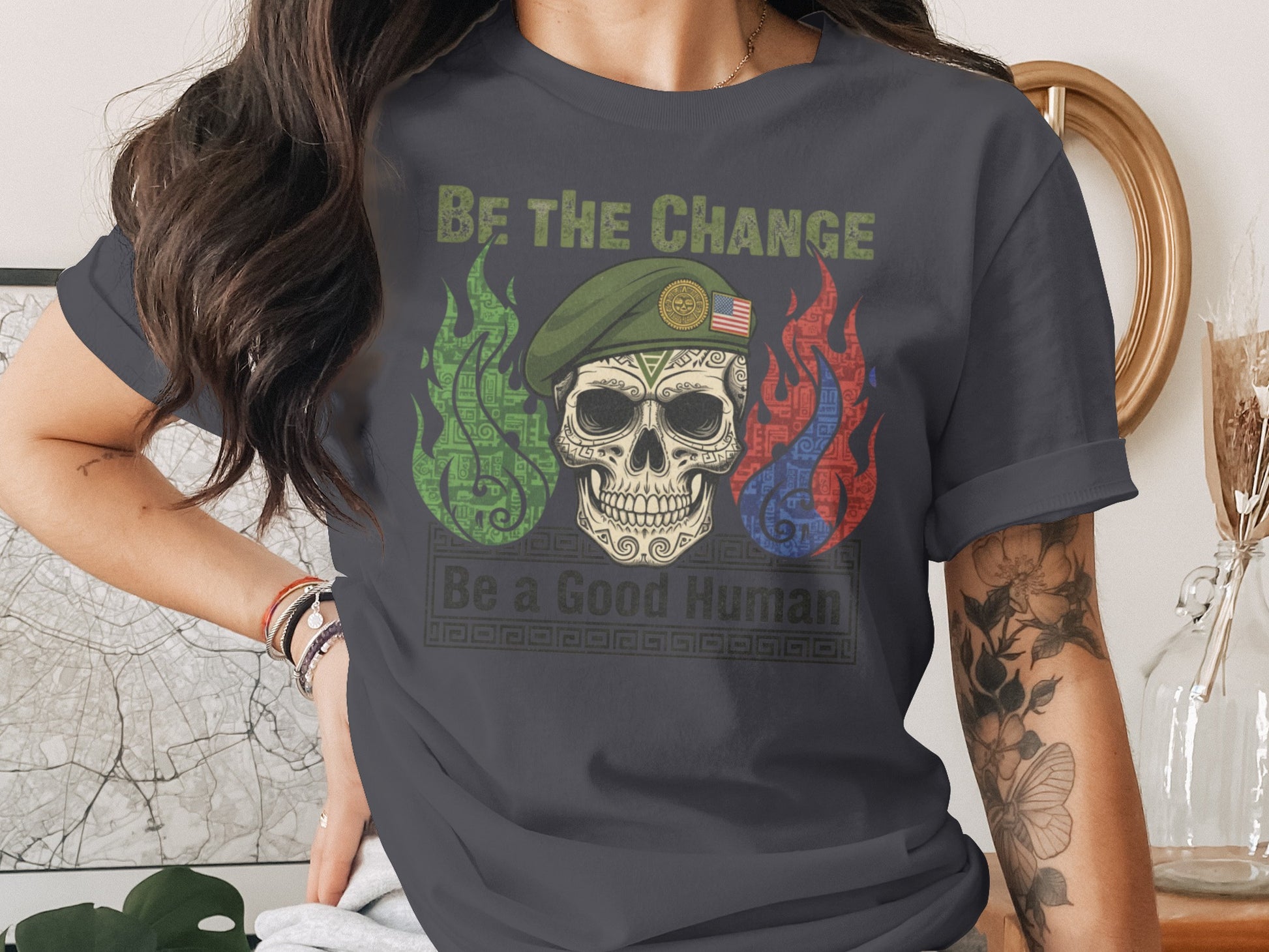 Be the Change Be a Good Human Skull Shirt