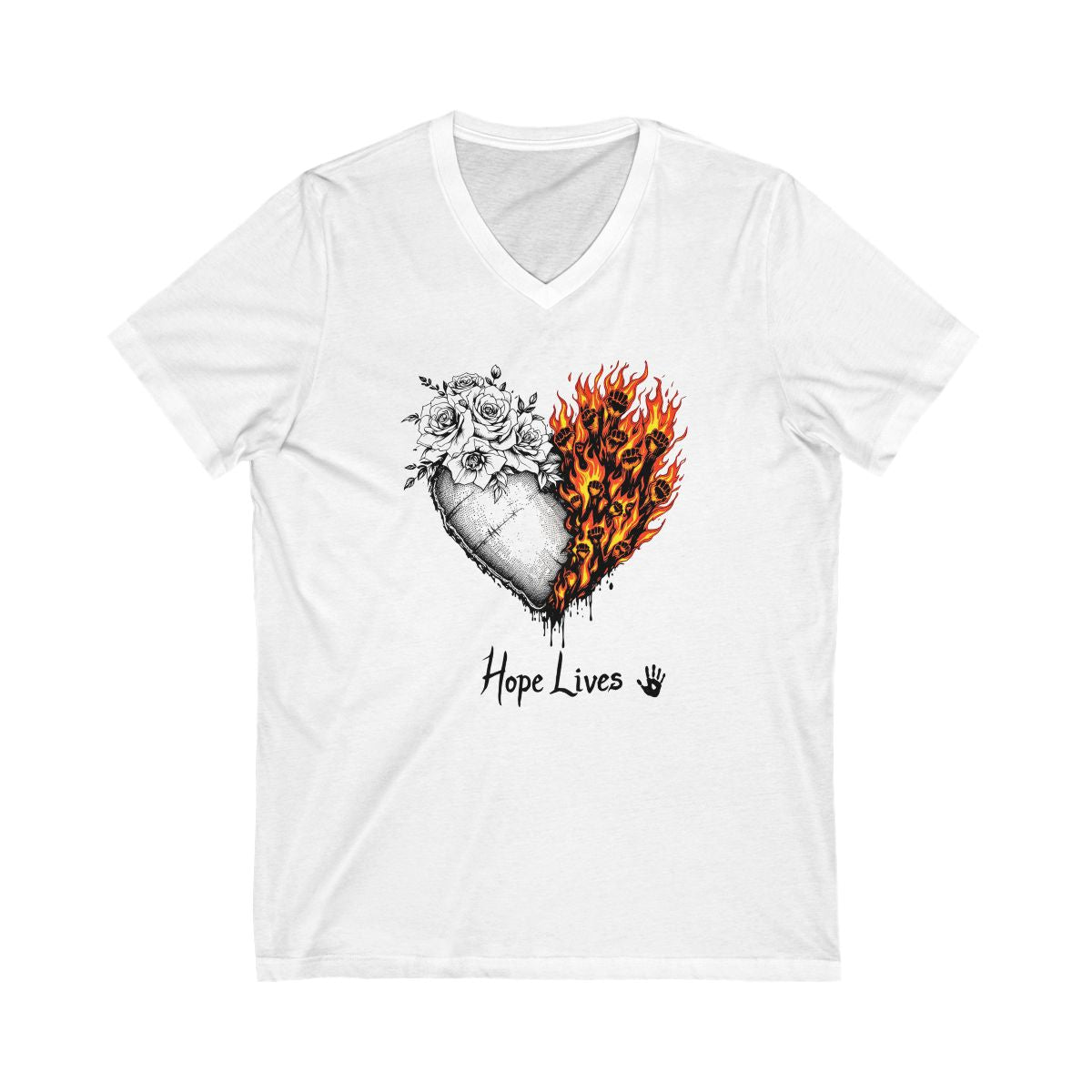 Hope Lives Heart and Flames Design T-Shirt product type