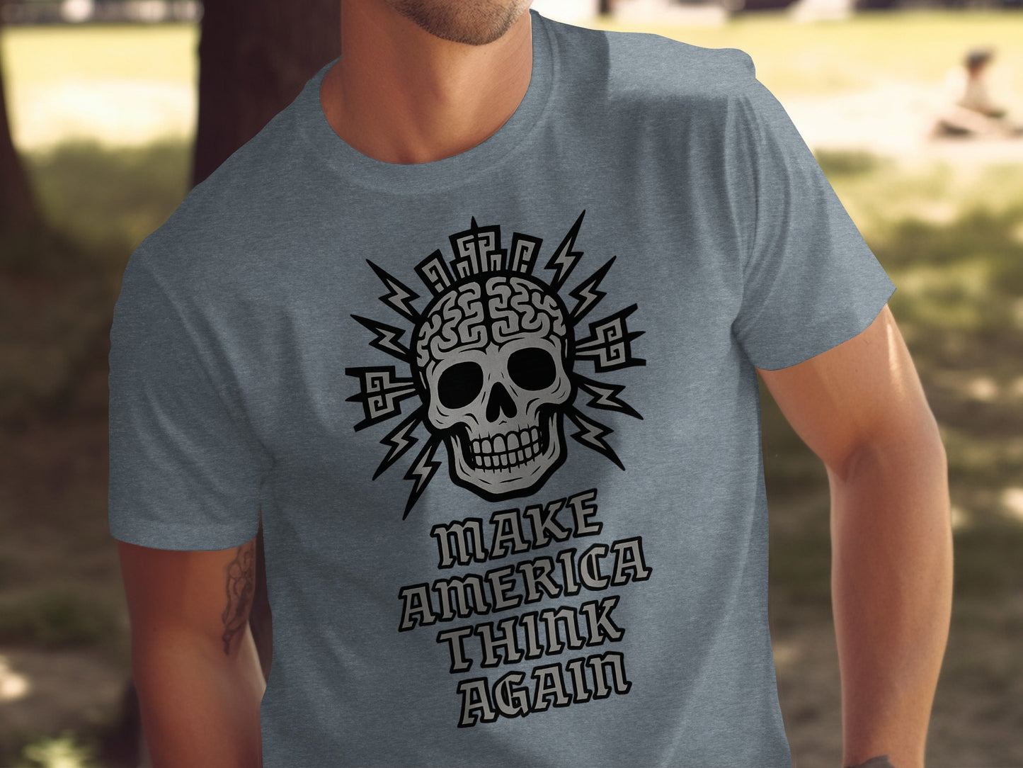 Make America Think Again Skull Graphic T-shirt