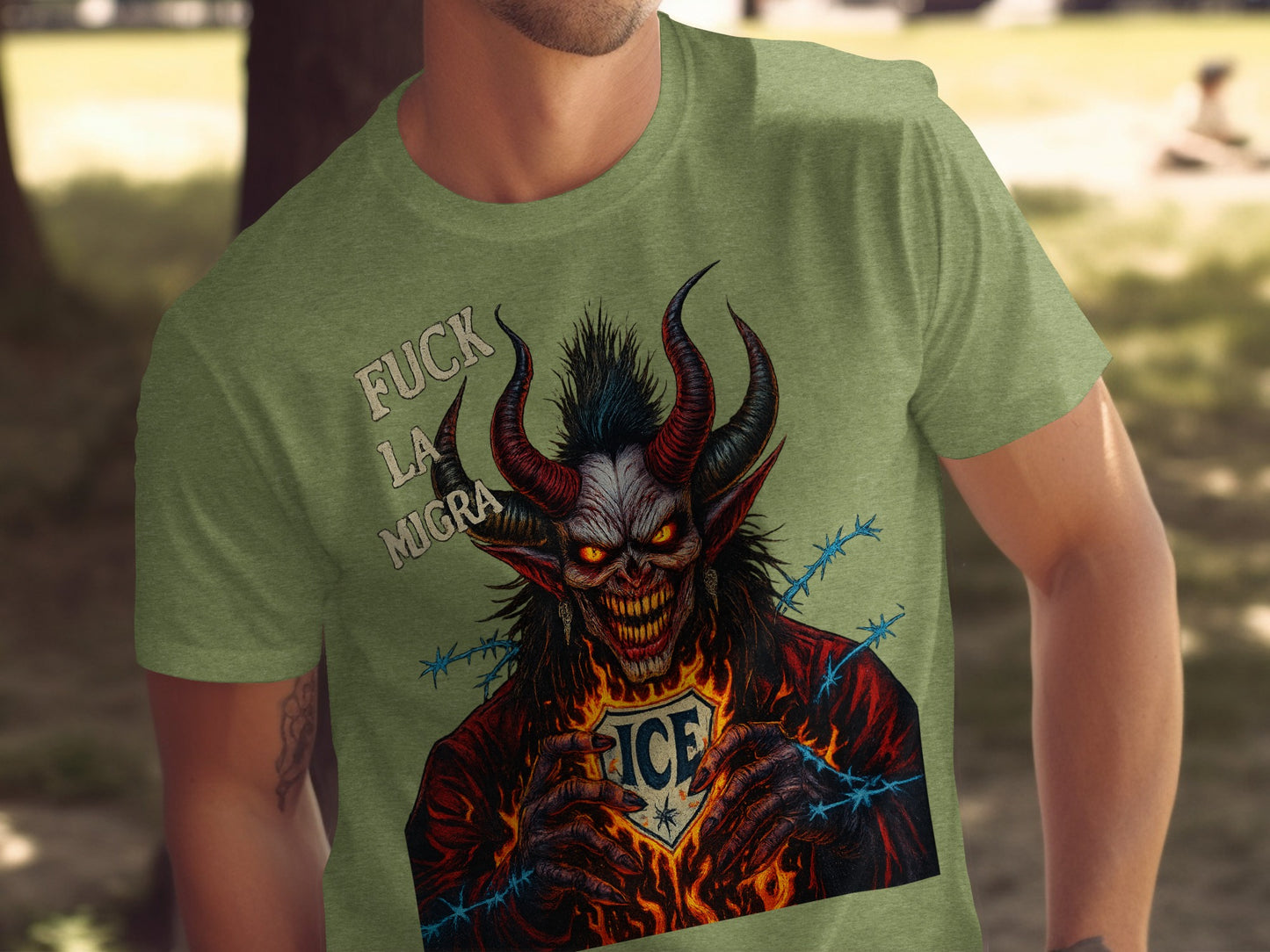 Demon Artwork Fuck La Migra Graphic T-Shirt product type