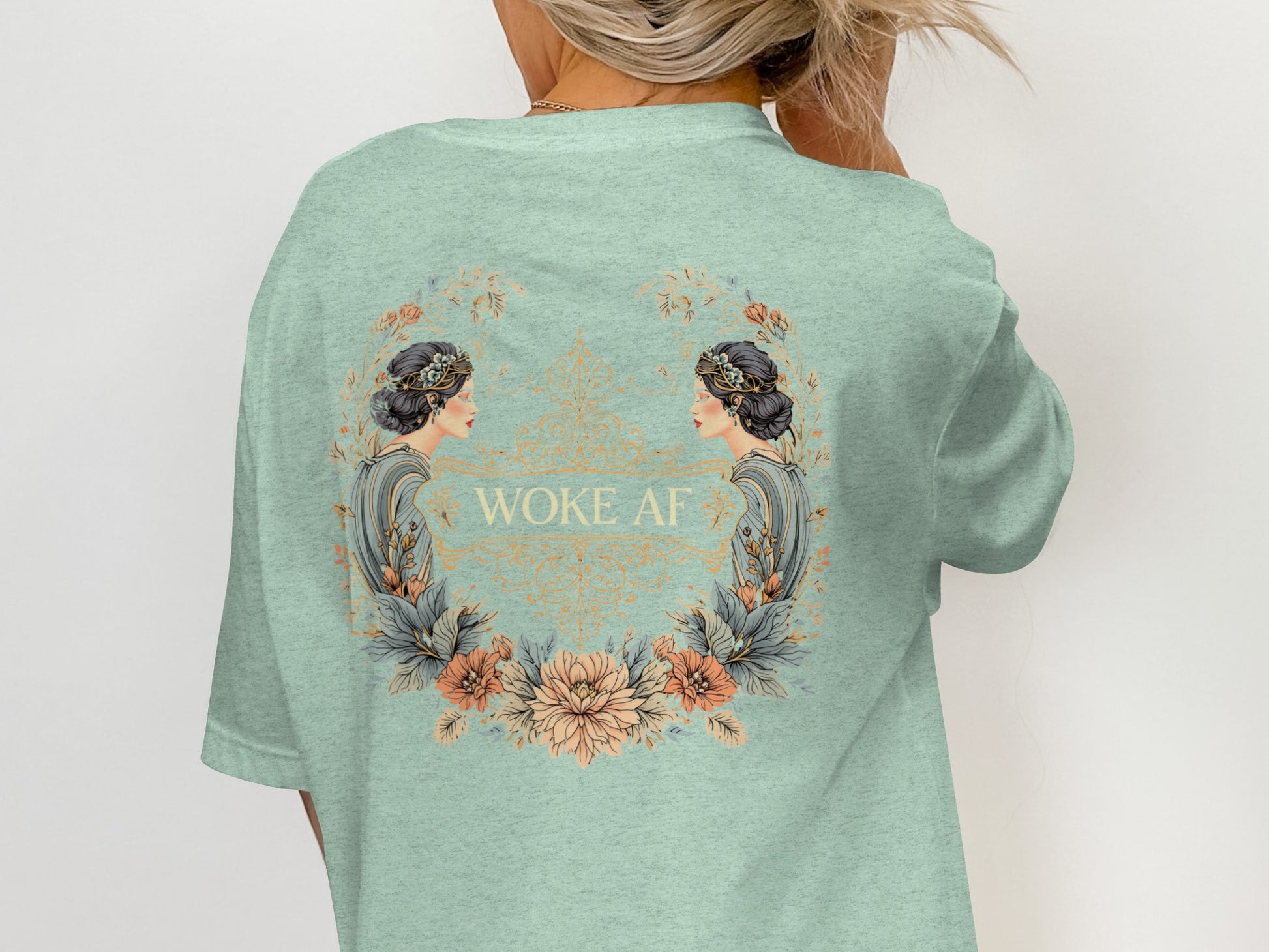 Woke AF Artistic Back Design Casual Fashion Tee