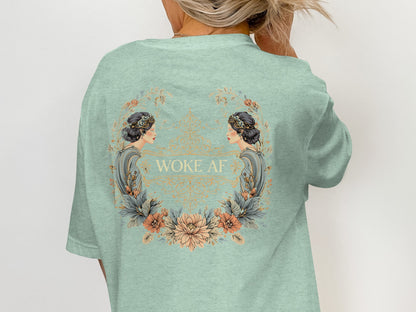 Woke AF Artistic Back Design Casual Fashion Tee